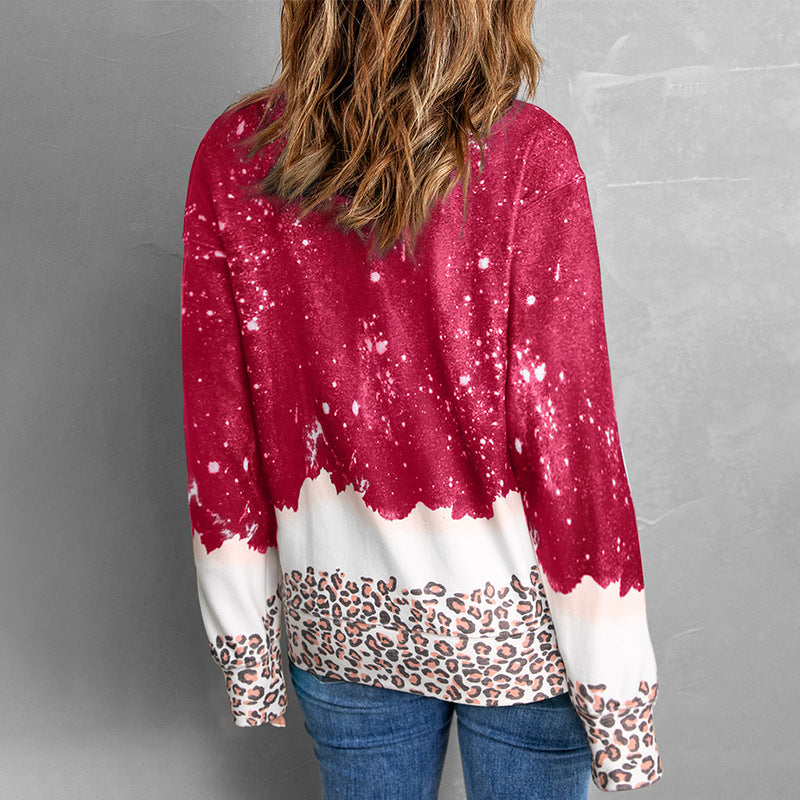 Wholesale Valentine's Day Polyester Love Leopard Print Pullover Women's Hoodies